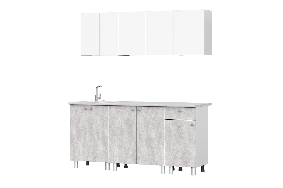 Кухонный гарнитур NN Мебель "КГ-1" (1,8 м) Белый/Белый/Цемент светлый/Антарес - фото3