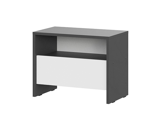 Тумба прикроватная NN Мебель (МС Дольче К) Графит/Белый - фото
