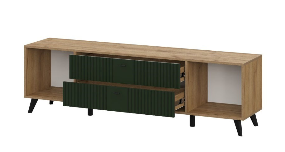 Тумба для ТВ SV-МЕБЕЛЬ (МС Милан К) Дуб Золотой/Олива Софт, с ящиками - фото2