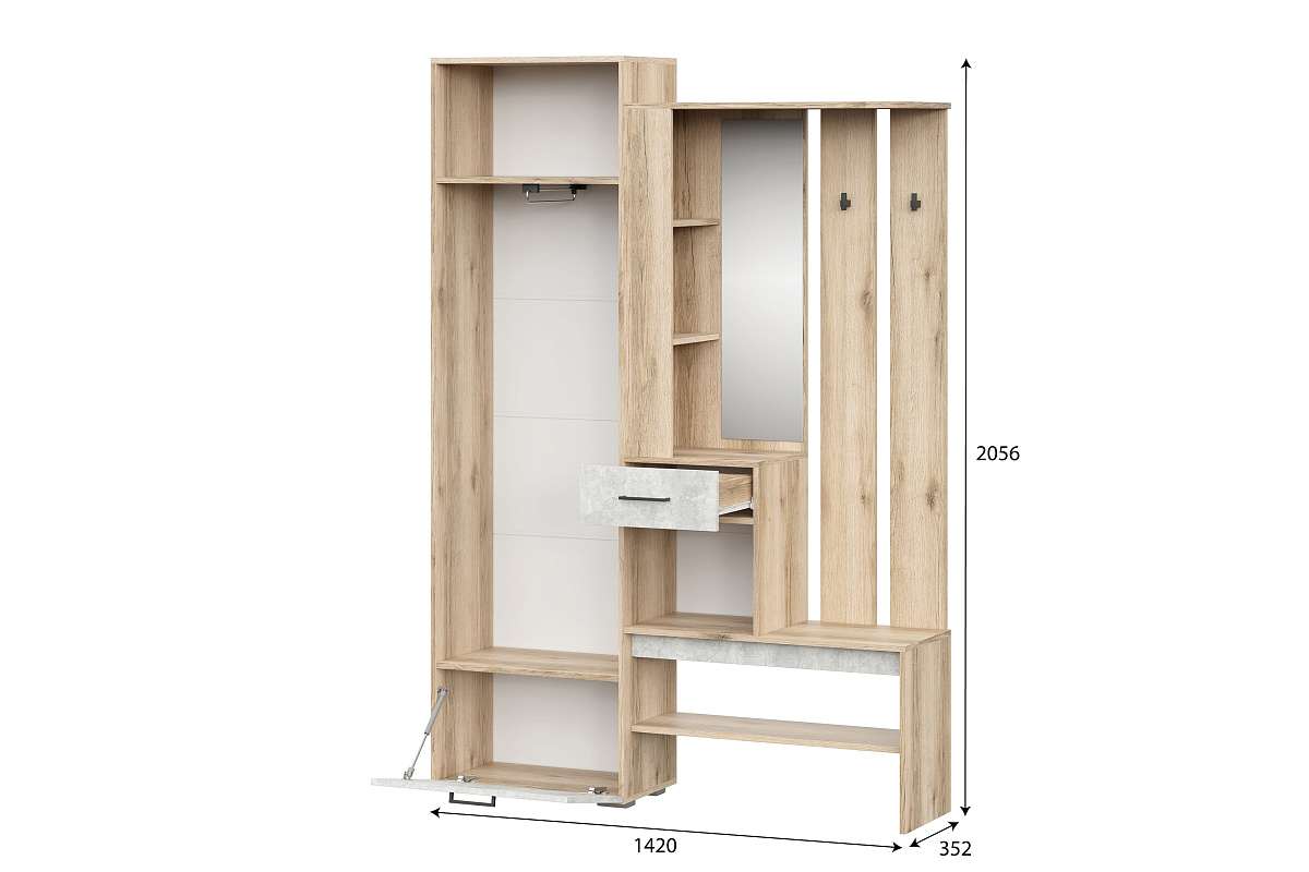 Прихожая SV-МЕБЕЛЬ "Фаворит 1 К" Дуб Делано/Цемент Светлый - фото3