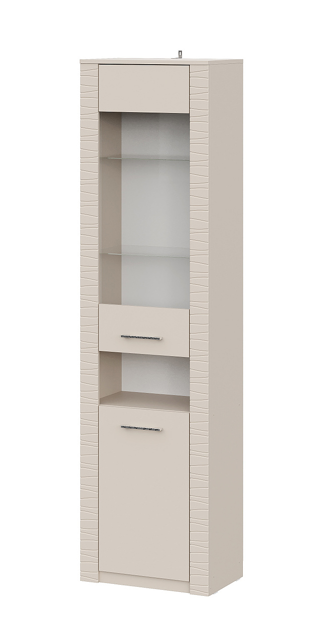 Пенал NN Мебель (МС Калипсо К) Меланж, со стеклом  - фото