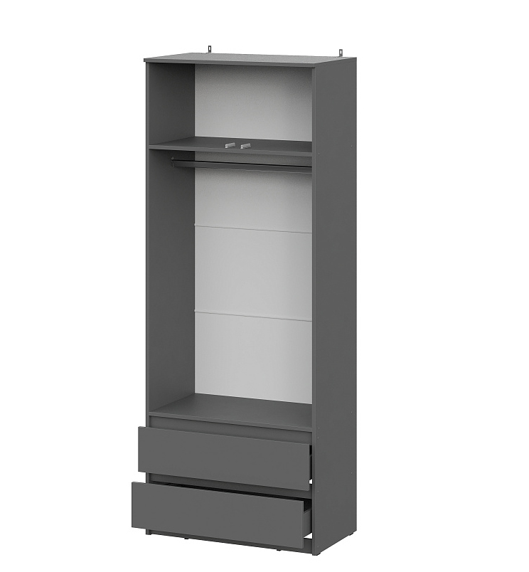 Шкаф NN Мебель (МС Денвер К) Серия 2 Графит серый, двухстворчатый с 2 ящ. - фото3