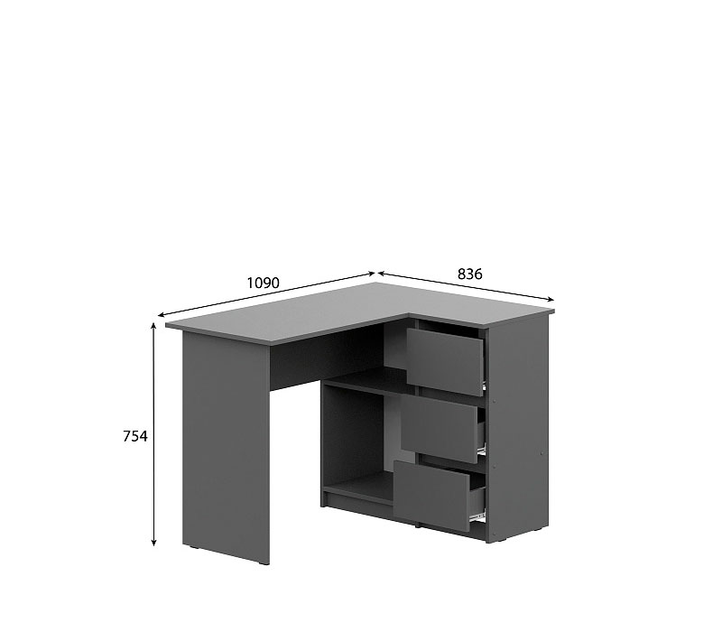 Стол угловой NN Мебель (МС Денвер К) Графит серый - фото3