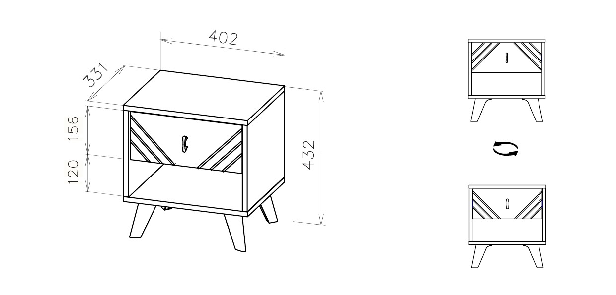 Тумба прикроватная NN Мебель (МС Байкал К) Дуб Золотой/Белый матовый - фото3