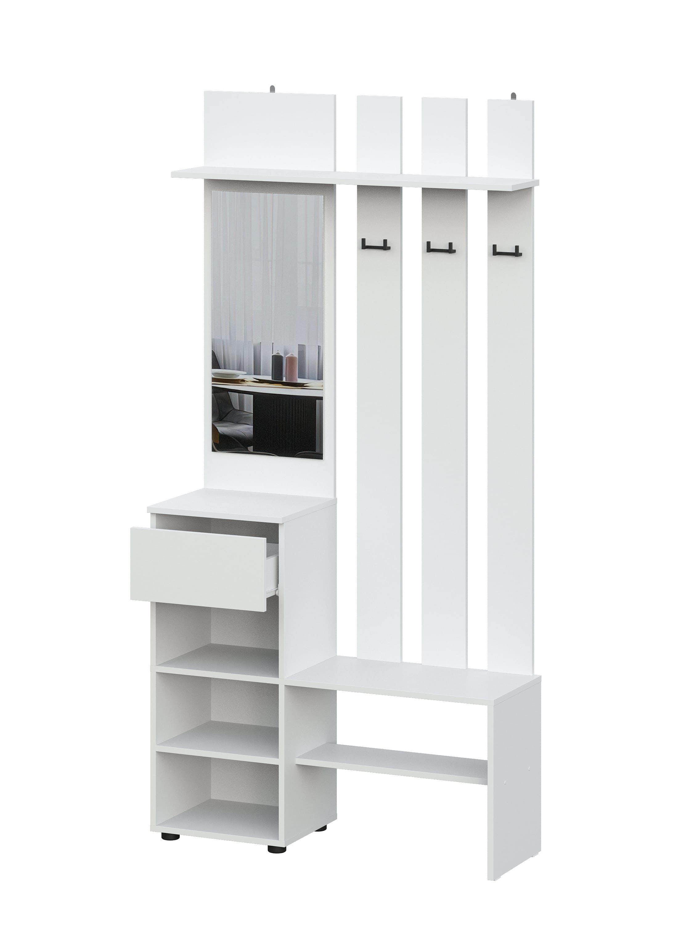 Вешалка NN Мебель (МС Денвер К) Белый, с зеркалом SAFE - фото2