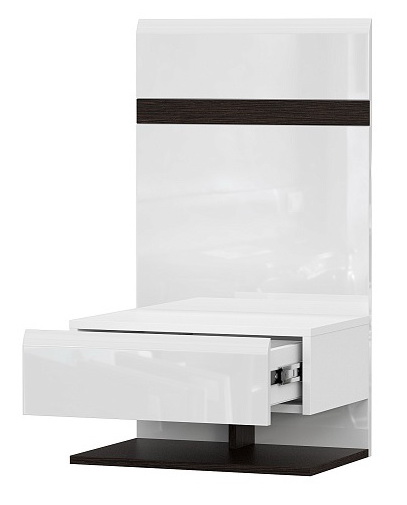 Тумба прикроватная со щитом SV-МЕБЕЛЬ (МС Соло К) Белый/Белый глянец/Венге - фото2
