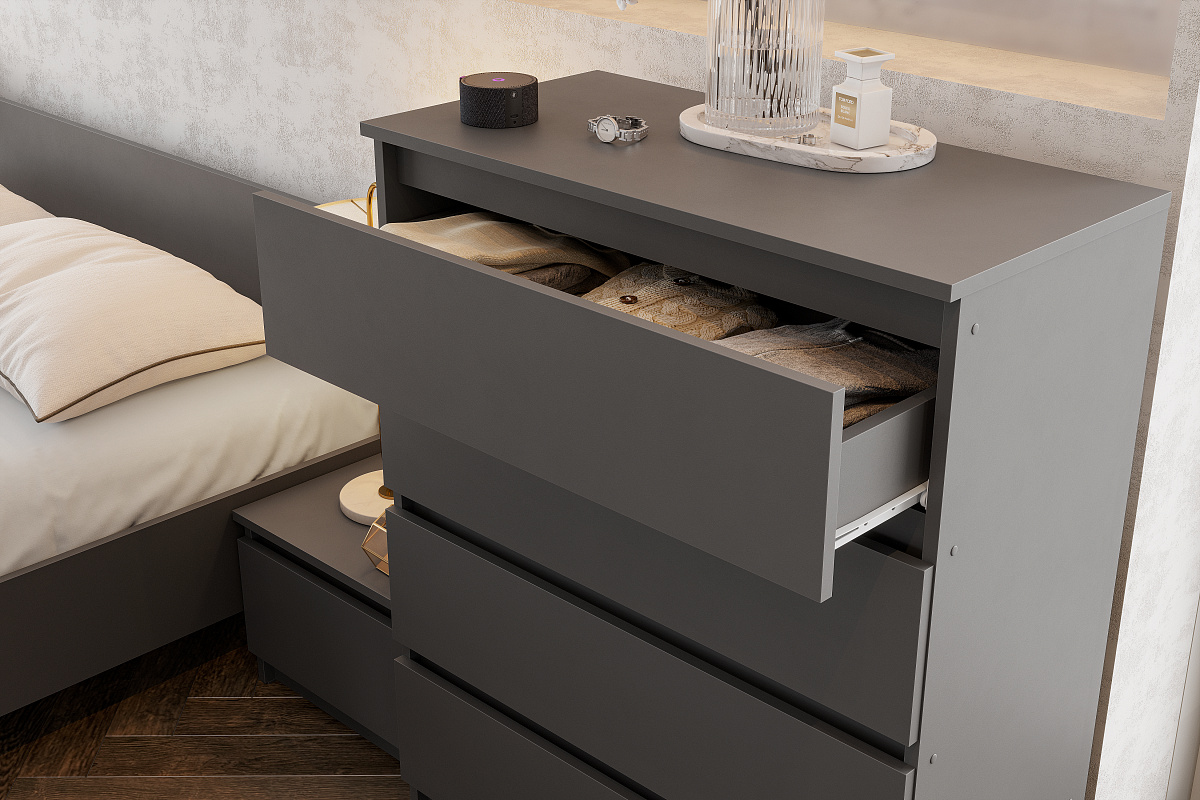 Комод NN Мебель (МС Денвер К) Графит серый, 4 ящ. - фото4