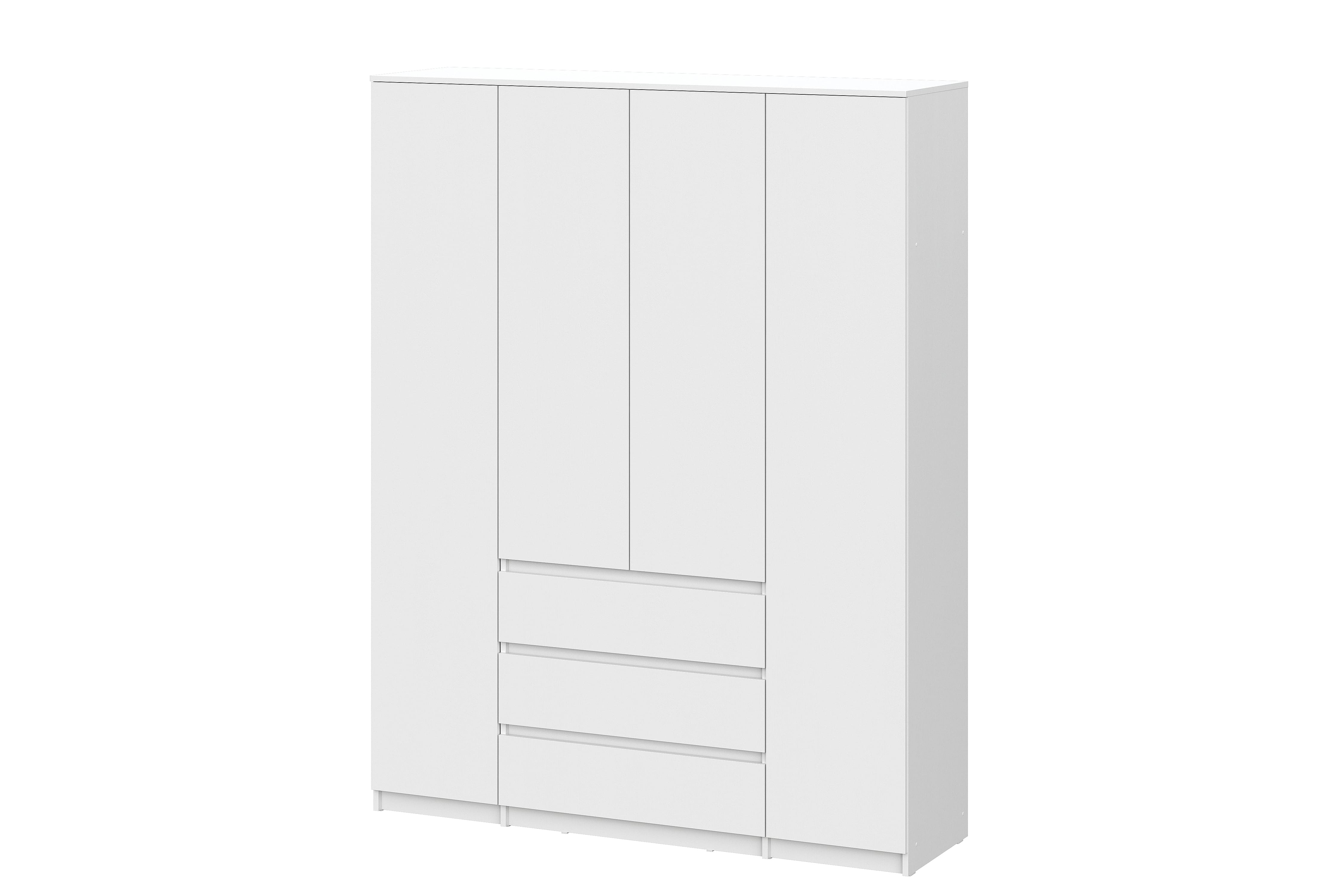 Шкаф NN Мебель (МС Денвер К) Серия 2 Белый, четырехстворчатый с 3 ящ. SAFE - фото