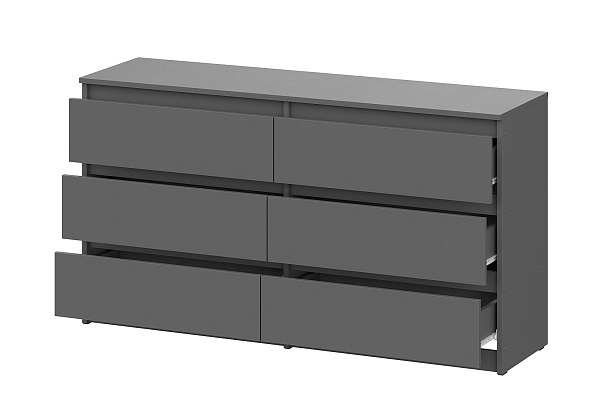 Комод NN Мебель (МС Денвер К) Серия 2 Графит серый, 6 ящ. (1,38м) - фото4