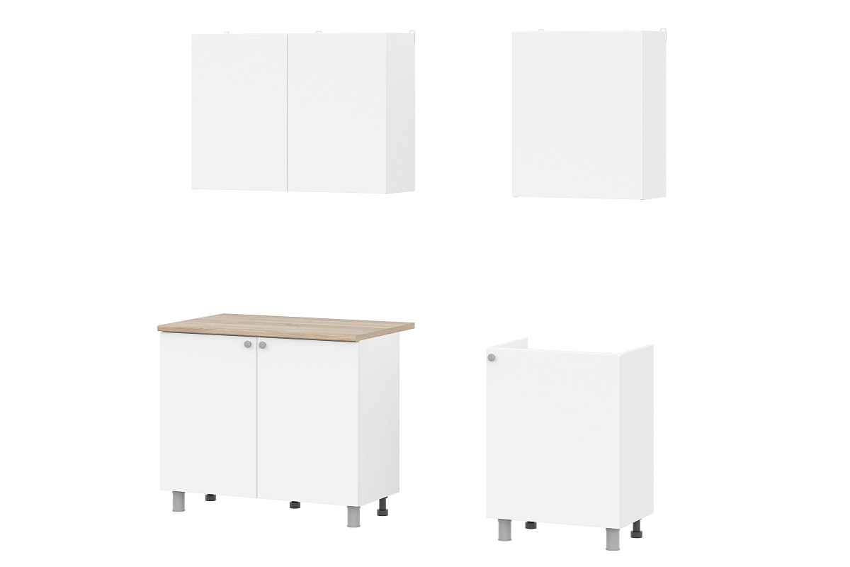 Кухонный гарнитур NN Мебель "КГ-6" Серия 2 (1,6 м) Белый текстурный/Дуб сонома - фото2