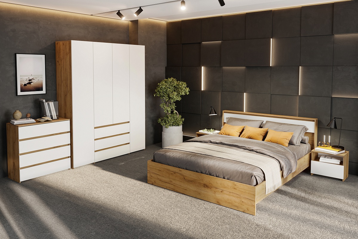 Комод NN Мебель (МС Некст К) Дуб Золотой/Белый, 4 ящика - фото3