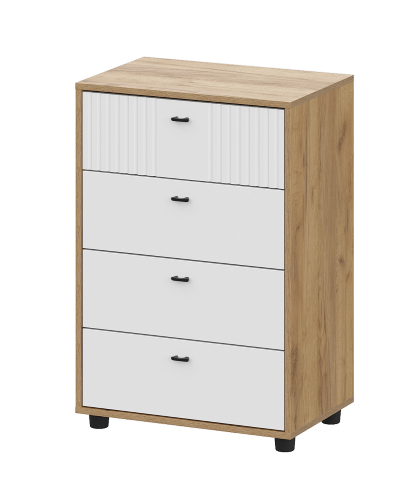 Комод SV-МЕБЕЛЬ (МС Милан К) Дуб Золотой/Белый Матовый, 4 ящ. - фото