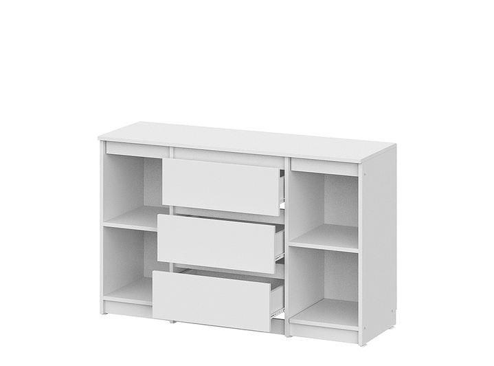 Комод NN Мебель (МС Денвер К) Белый (серия 2), 3 ящ., 2 ств. - фото2