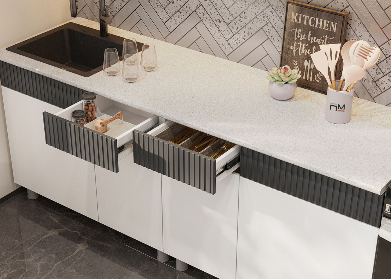 Кухонный гарнитур NN Мебель "София" 2 м Белый/Бланж/Графит матовый/Антарес - фото2