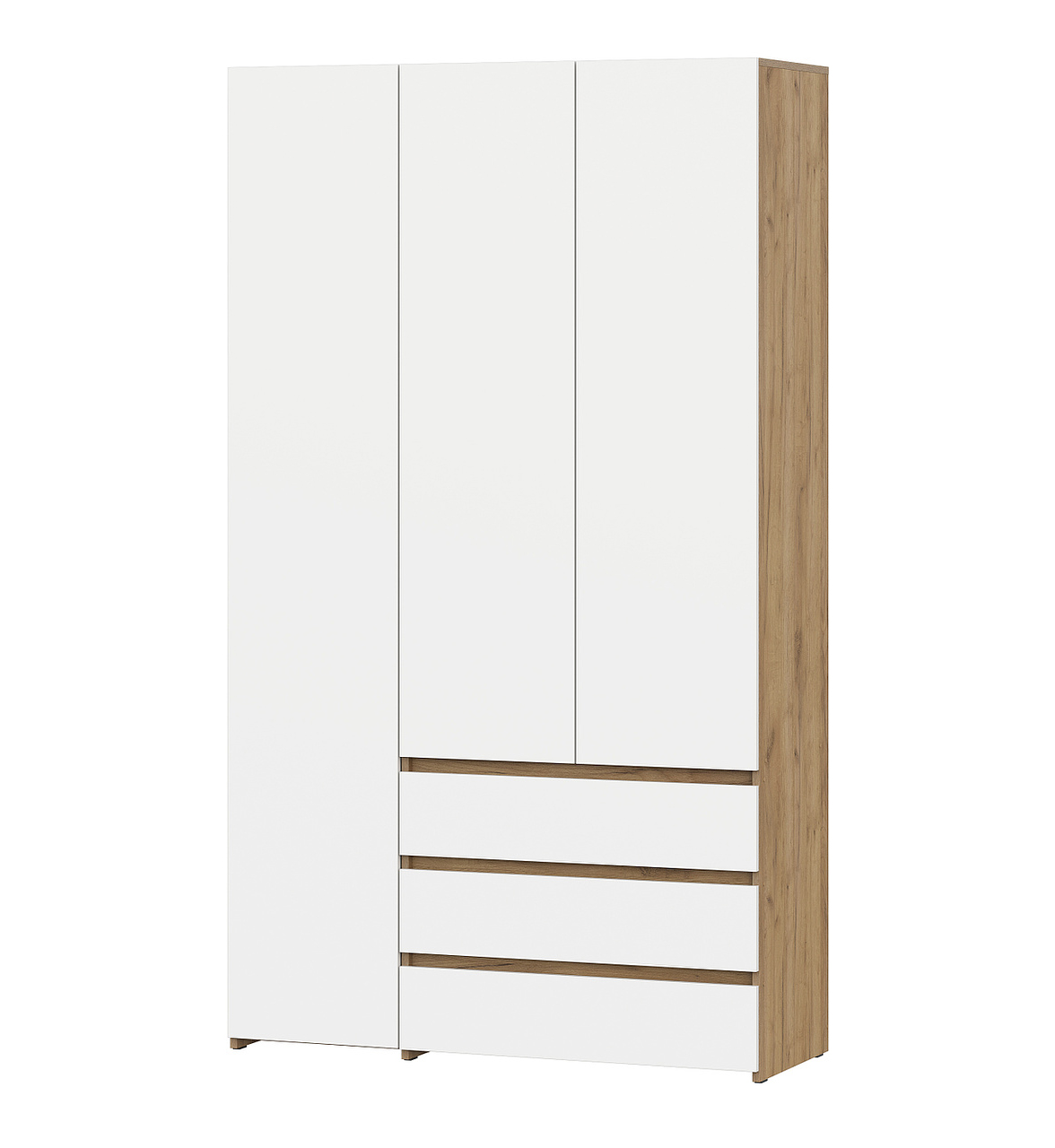 Шкаф NN Мебель (МС Некст К) Дуб Золотой/Белый, комбинированный трехстворчатый - фото