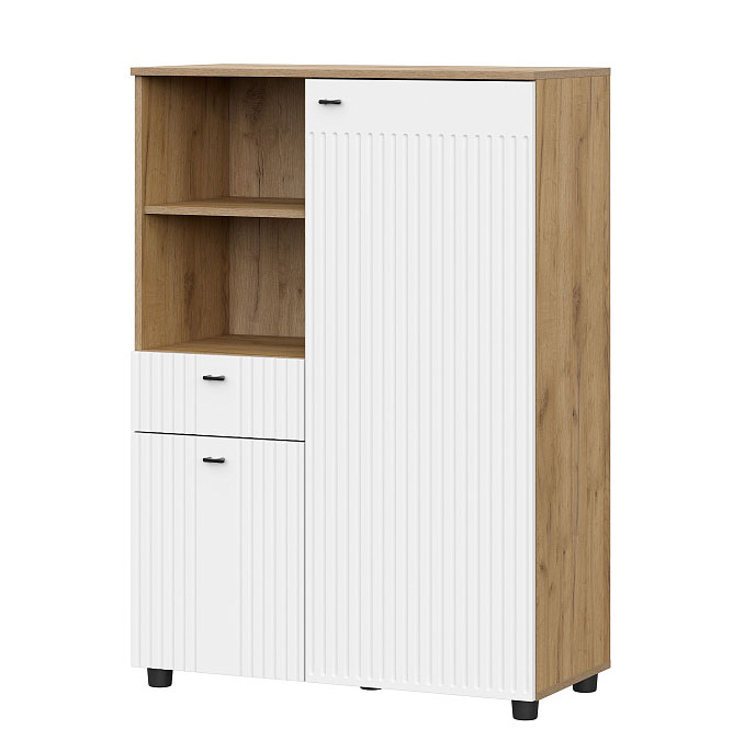 Тумба многофункциональная SV-МЕБЕЛЬ (МС Милан К) Дуб Золотой/Белый Матовый - фото