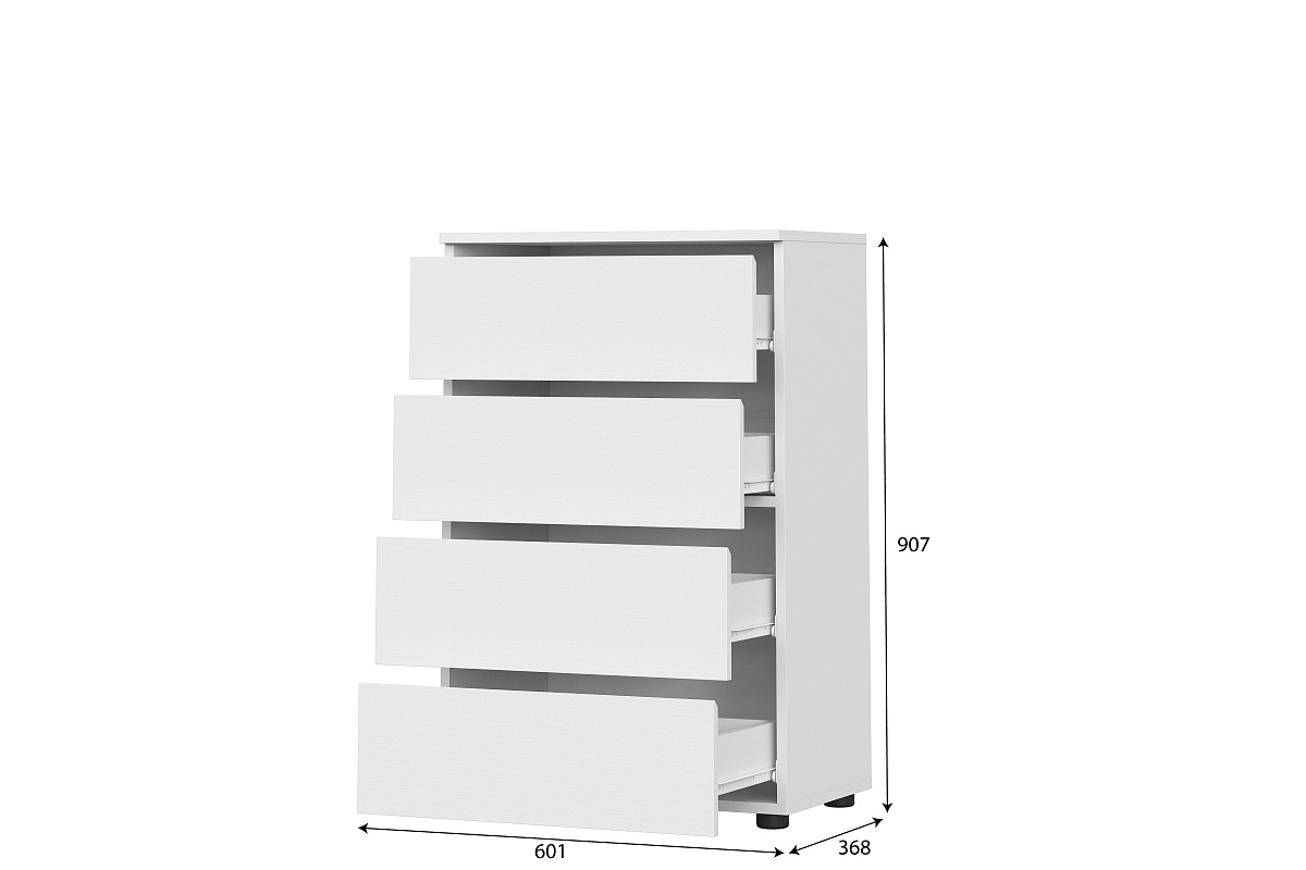 Комод NN Мебель (МС Токио) Белый текстурный, 4 ящ. - фото3