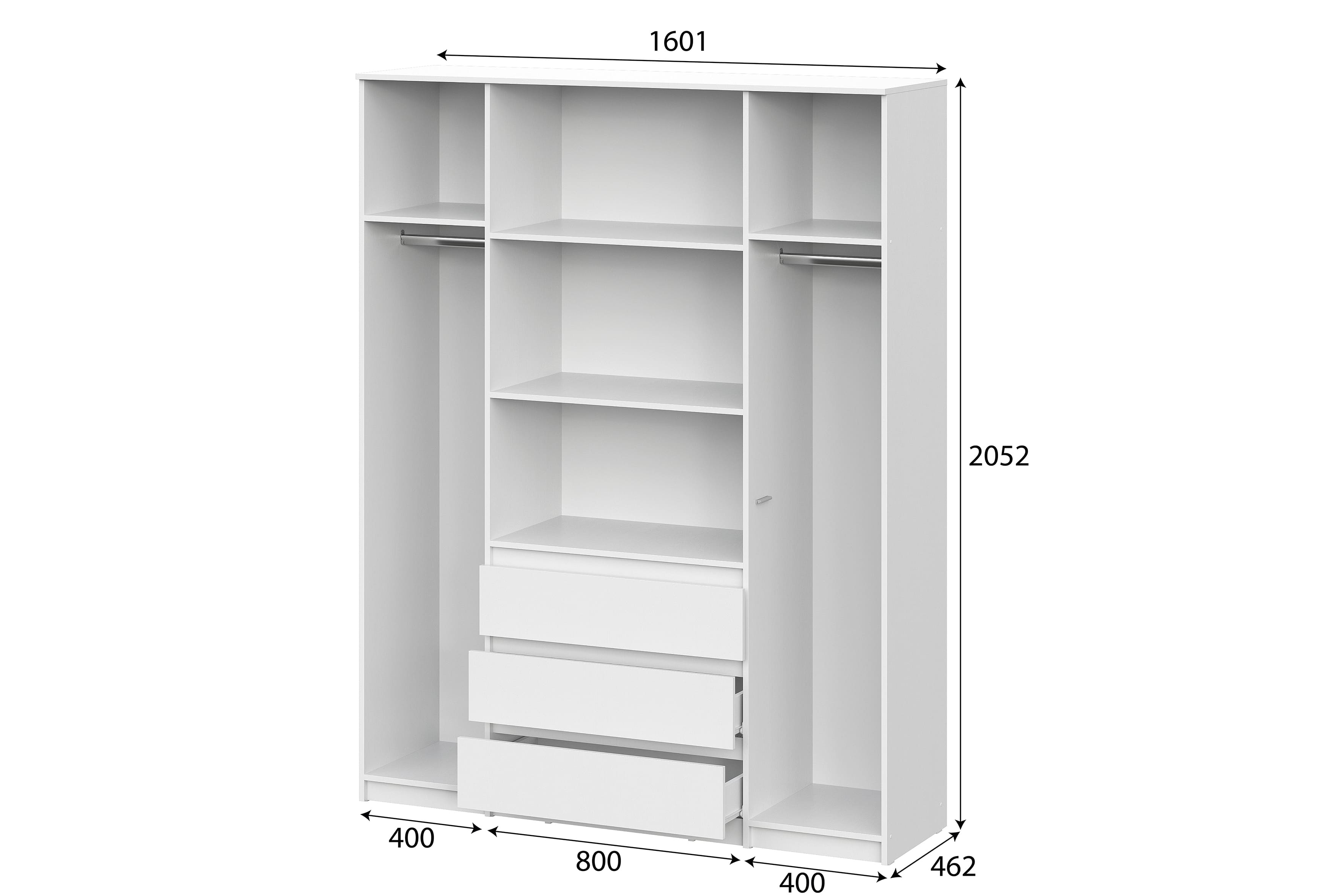 Шкаф NN Мебель (МС Денвер К) Серия 2 Белый, четырехстворчатый с 3 ящ. SAFE - фото3