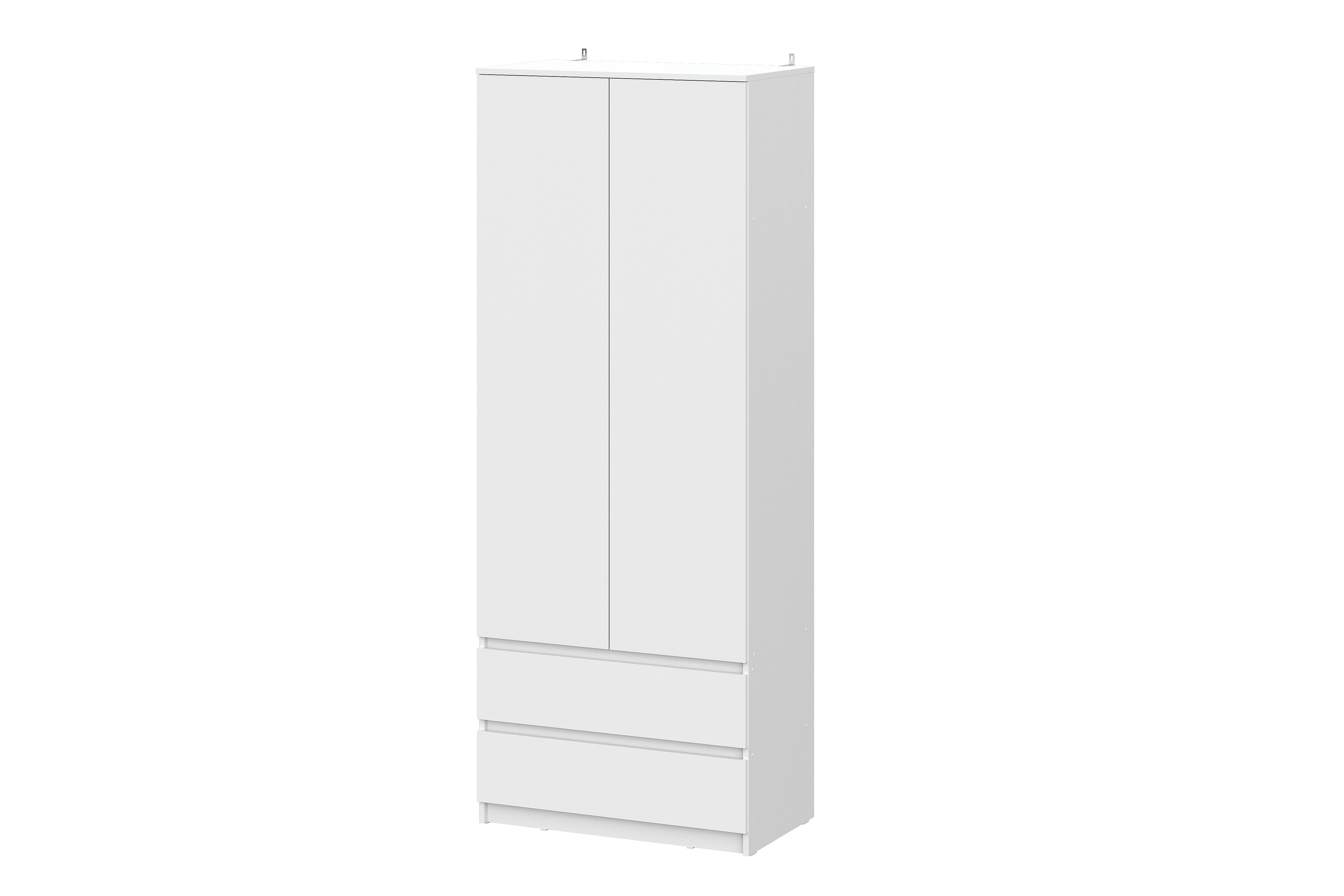 Шкаф NN Мебель (МС Денвер К) Серия 2 Белый, двухстворчатый с 2 ящ. - фото