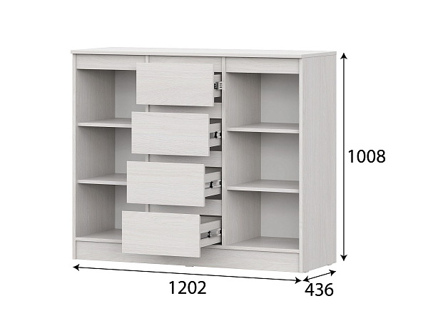 Комод SV-МЕБЕЛЬ (МС Бриз-1 К) Ясень Анкор светлый, 4 ящ. 2 ств. - фото3