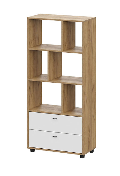 Стеллаж SV-МЕБЕЛЬ (МС Милан К) Дуб Золотой/Белый Матовый - фото