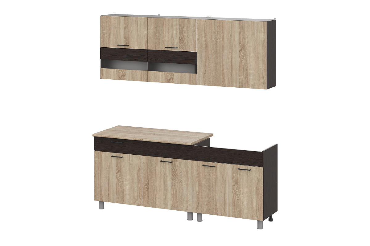 Кухонный гарнитур NN Мебель "Босфор" (2,0 м) Дуб Венге/Дуб Венге/Дуб Сонома/Дуб Сонома - фото3