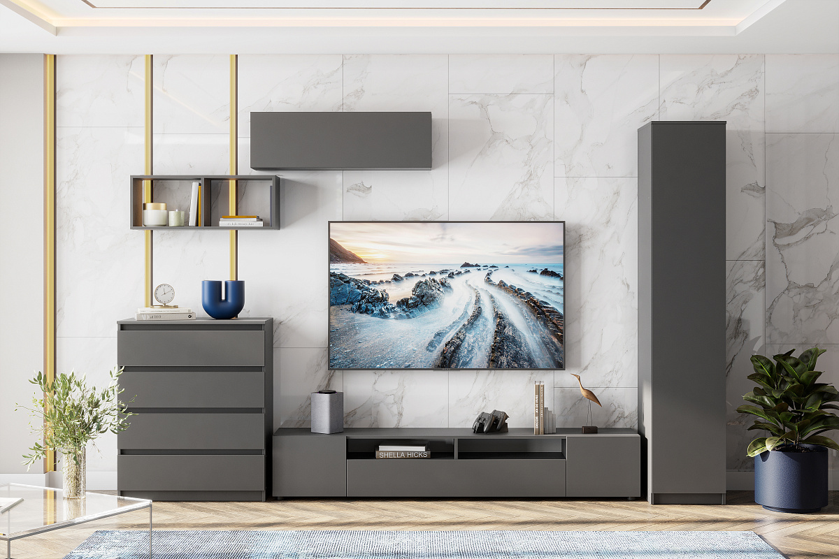 Тумба для ТВ NN Мебель (МС Денвер К) Графит серый - фото4