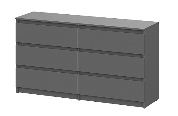 Комод NN Мебель (МС Денвер К) Серия 2 Графит серый, 6 ящ. (1,38м) - фото