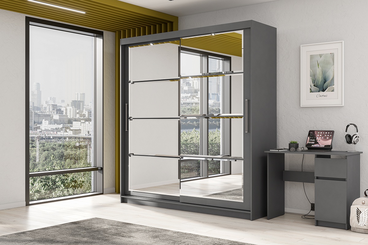 Шкаф-купе NN Мебель К ШКП-3 (2,0) МАКС Графит серый - фото2