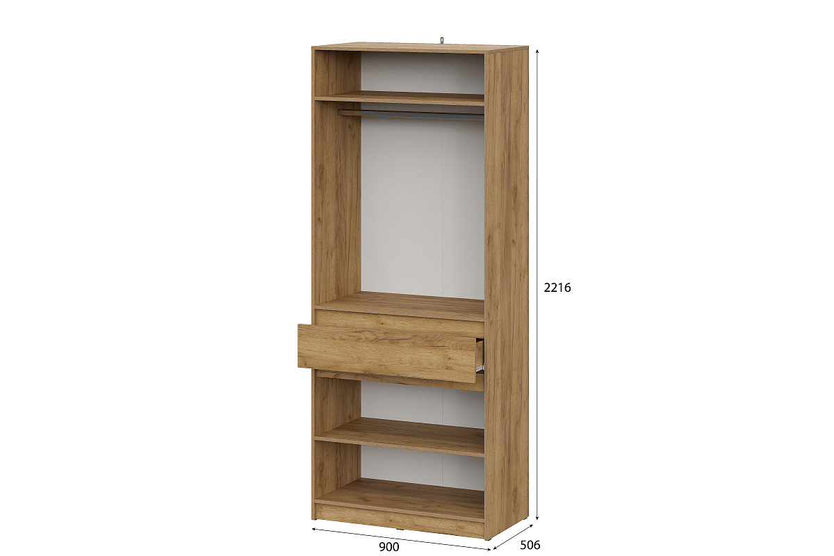 Шкаф NN Мебель (МС Авиньон К) Дуб Крафт Золотой/Графит серый, двухстворчатый с 1 ящ. - фото3