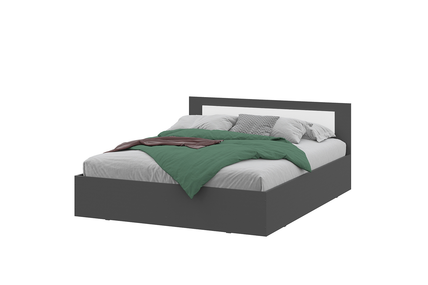 Кровать NN Мебель (МС Дольче К) Графит/Белый, 160/200 - фото