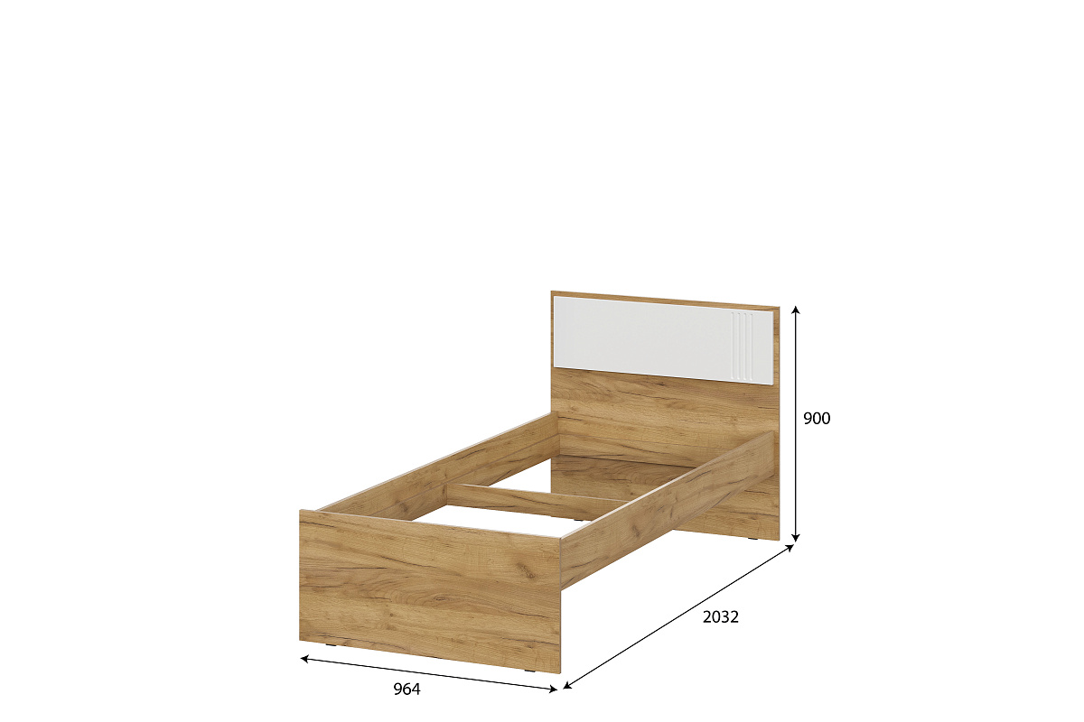 Кровать SV-МЕБЕЛЬ (МС Милан К) Дуб Золотой/Белый Матовый, 90/200 - фото2