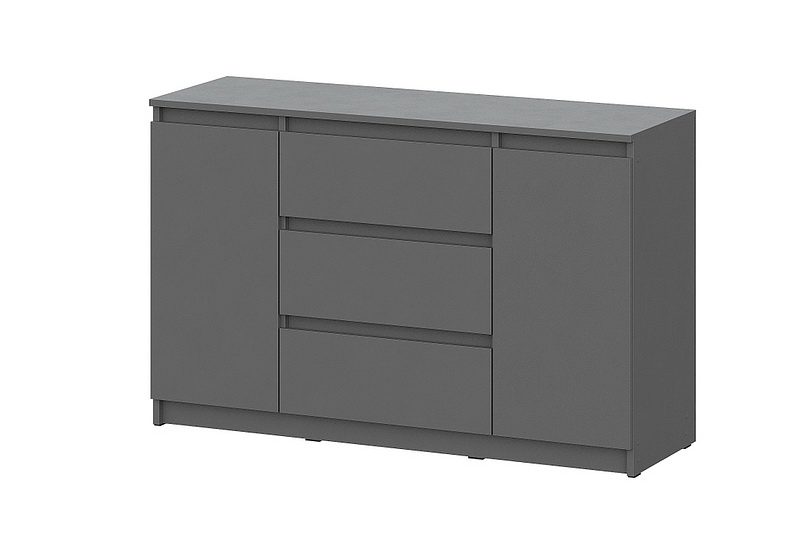 Комод NN Мебель (МС Денвер К) Графит серый (серия 2), 3 ящ., 2 ств. - фото
