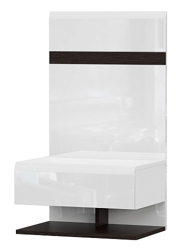 Тумба прикроватная со щитом SV-МЕБЕЛЬ (МС Соло К) Белый/Белый глянец/Венге - фото