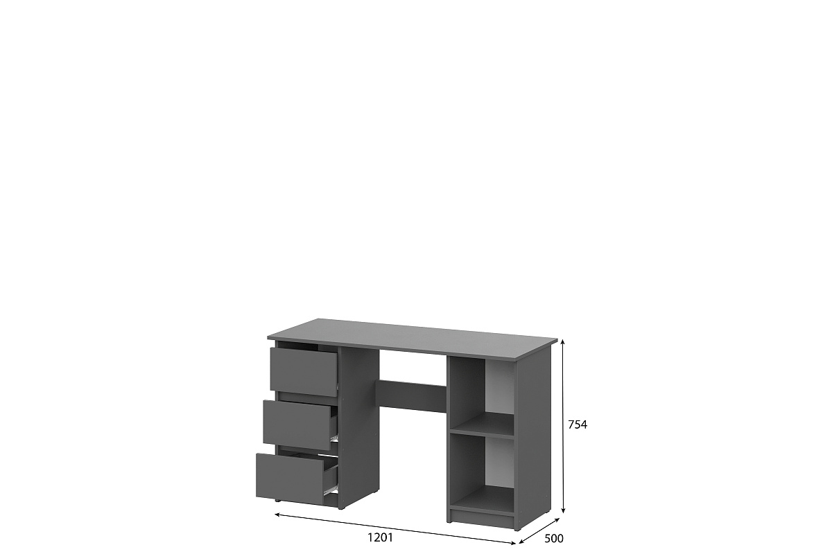 Стол письменный NN Мебель (МС Денвер К) Графит серый 1,2 м - фото