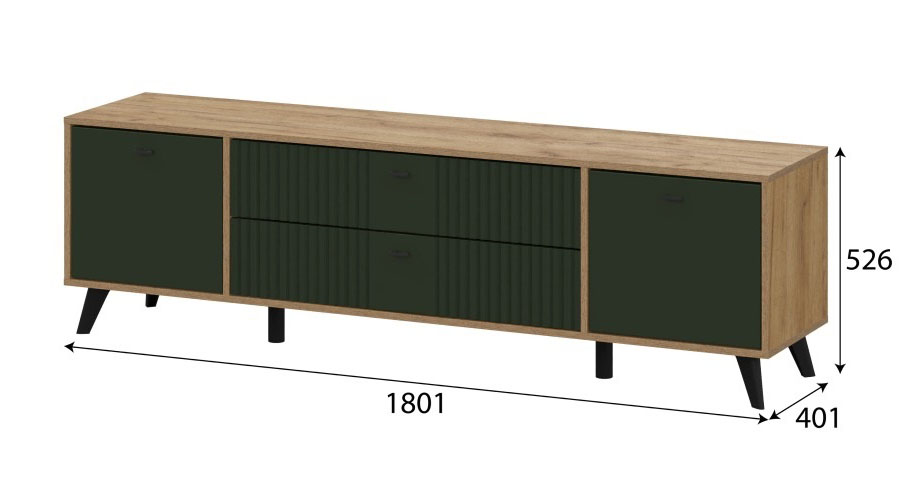 Тумба для ТВ SV-МЕБЕЛЬ (МС Милан К) Дуб Золотой/Олива Софт, с ящиками - фото3