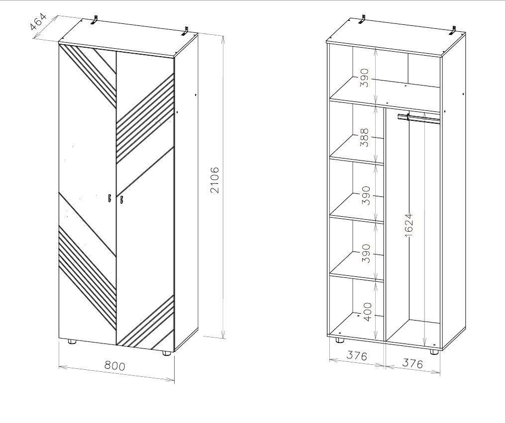 Шкаф NN Мебель (МС Байкал К) Дуб Золотой/Графит, двухстворчатый комбинированный (SAFE) - фото3