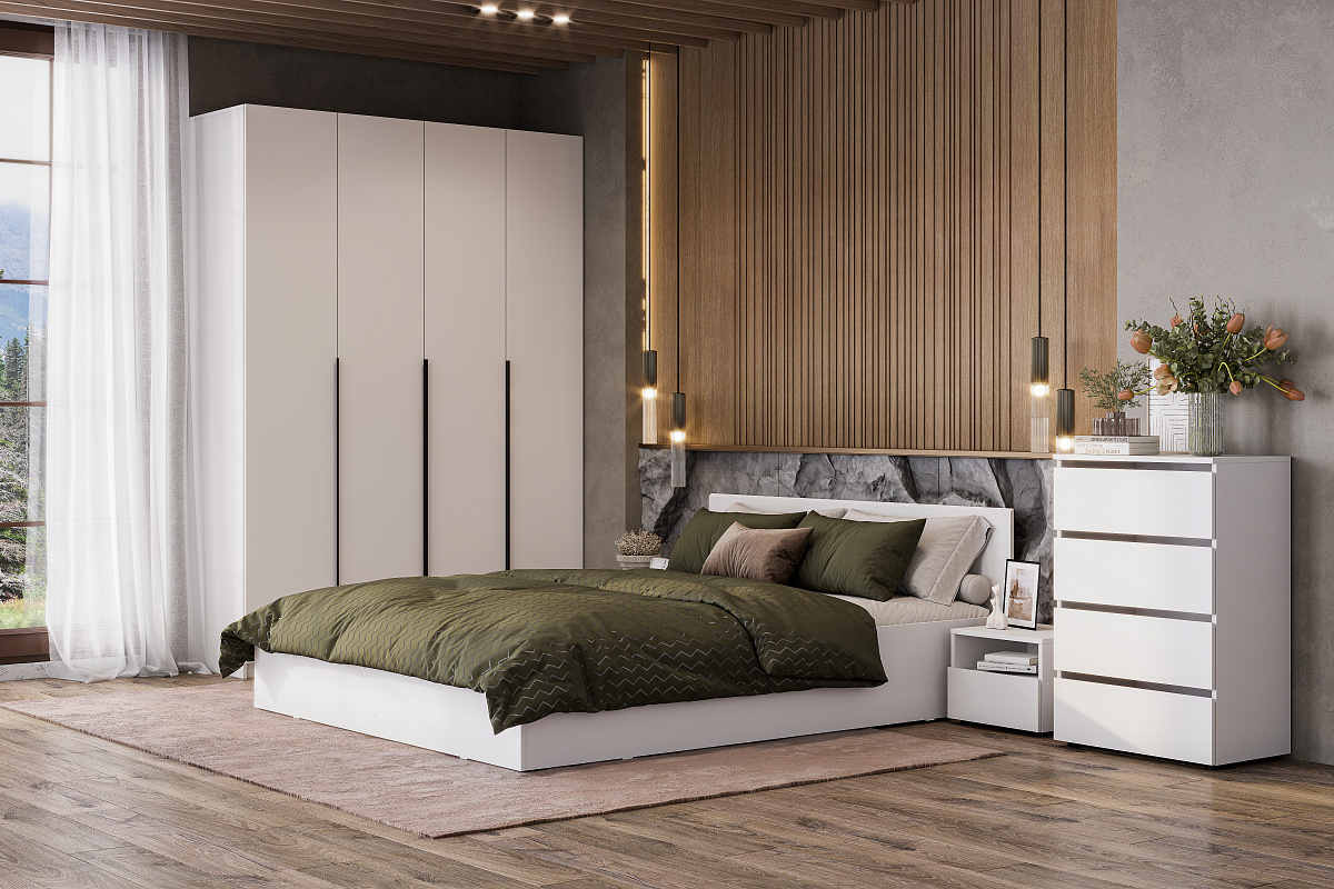 Шкаф NN Мебель ШК 5 (1600) Белый текстурный - фото3, картинка3 Шкаф NN Мебель ШК 5 (1600) Белый текстурный - фото3