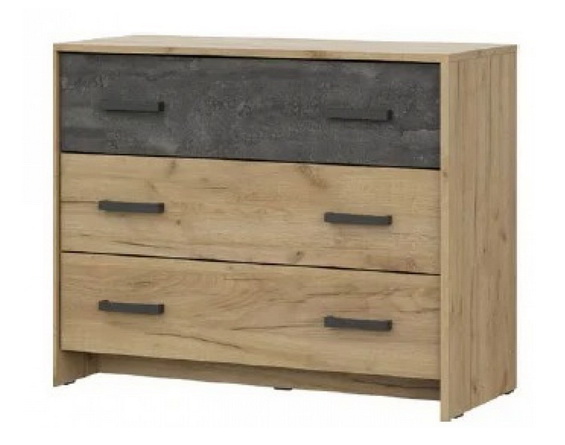 Комод NN Мебель МСП 1 Серия 2 Дуб золотой/Камень темный, 3 ящ. - фото