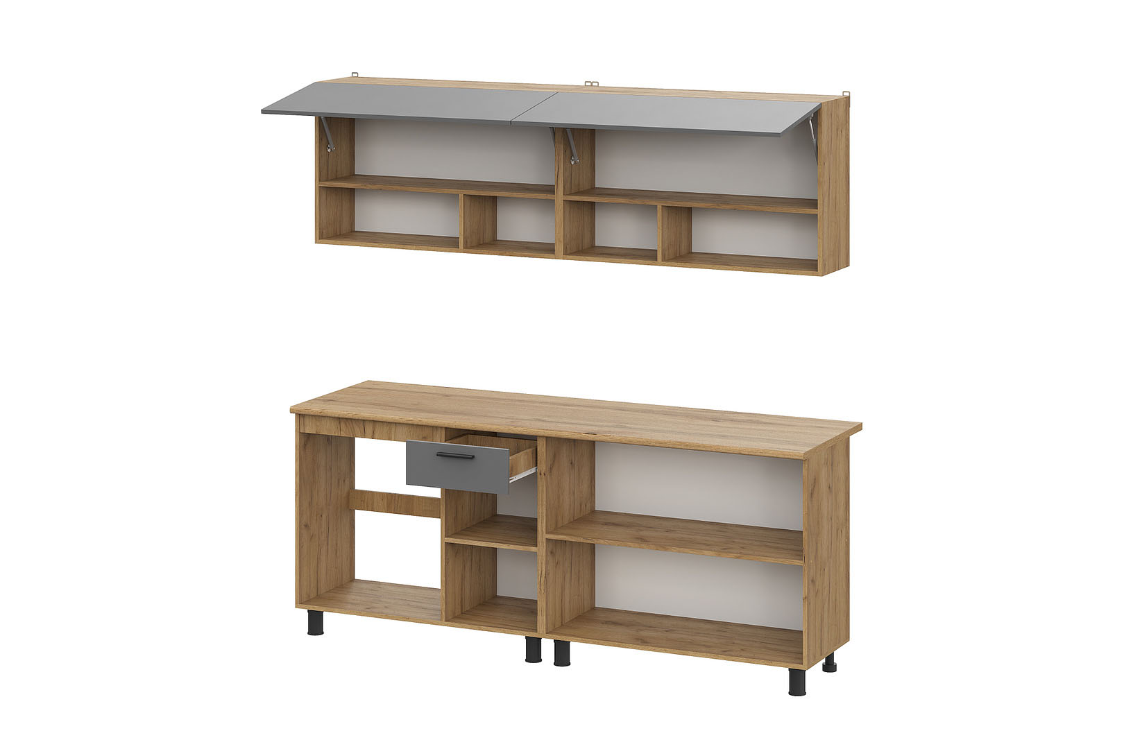 Кухонный гарнитур NN Мебель "Монако K" Серия 2 (2,0 м) Дуб Золотой/Графит/Дуб Вотан - фото4