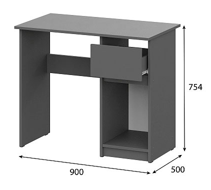 Стол письменный NN Мебель (МС Денвер К) Графит серый 0,9 м - фото3