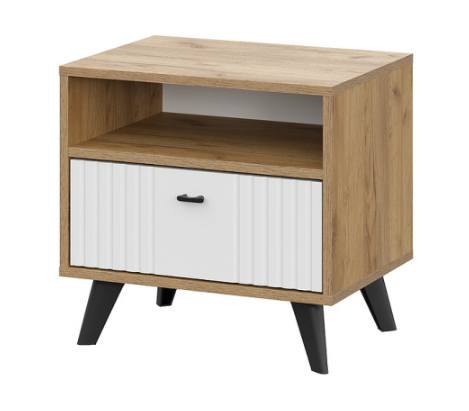 Тумба прикроватная SV-МЕБЕЛЬ (МС Милан К) Дуб Золотой/Белый Матовый - фото