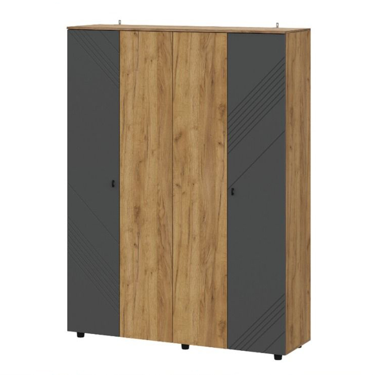 Шкаф NN Мебель (МС Байкал К) Дуб Золотой/Графит, четырехстворчатый (SAFE) - фото