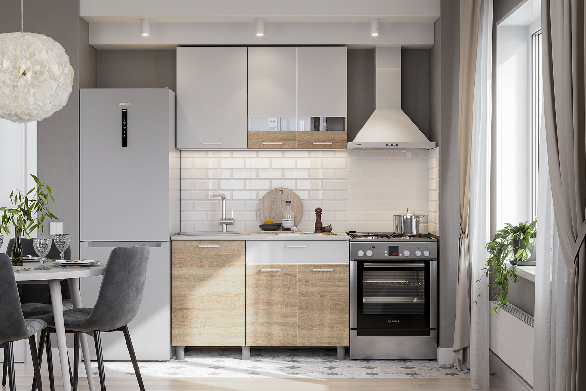 Кухонный гарнитур NN Мебель "КГ-4" (1,2 м) Белый/Дуб Сонома/Белый/Антарес - фото