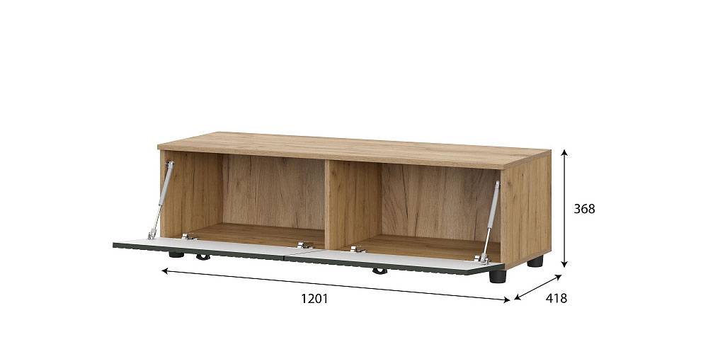 Тумба для ТВ SV-МЕБЕЛЬ (МС Милан К) Дуб Золотой /Олива Софт, со створками - фото3