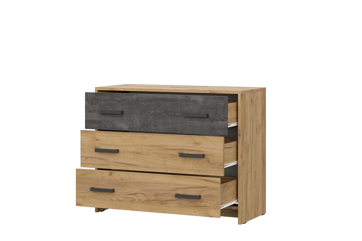 Комод NN Мебель МСП 1 Серия 2 Дуб золотой/Камень темный, 3 ящ. - фото2