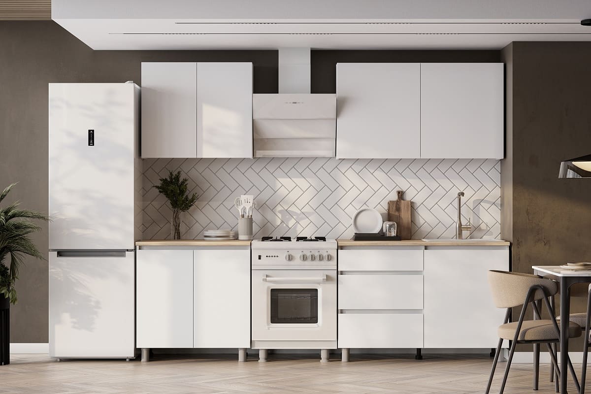 Кухонный гарнитур NN Мебель "Денвер" (2,0м) Серия 2 SAFE Белый/Дуб Сонома - фото