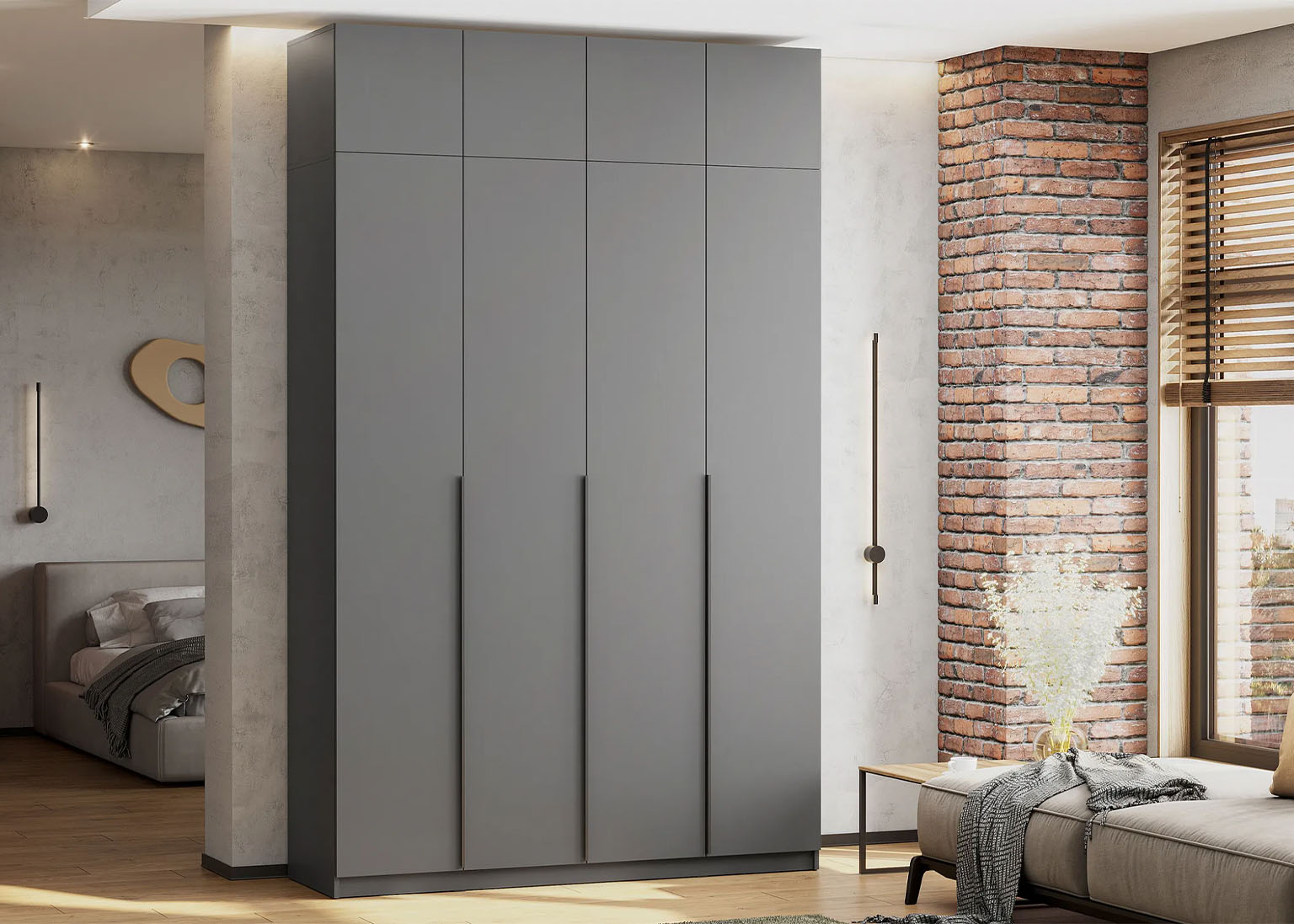 Шкаф NN Мебель ШК 5 (1600) Антресоль Графит серый - фото2