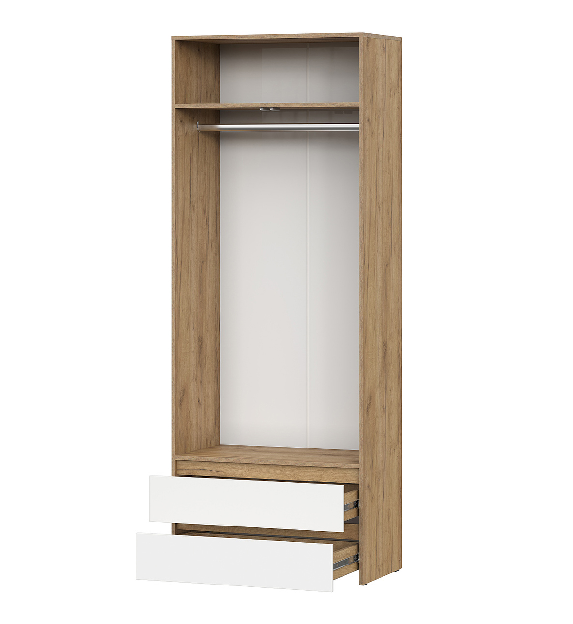 Шкаф NN Мебель (МС Некст К) Дуб Золотой/Белый, двухстворчатый с ящиками - фото4