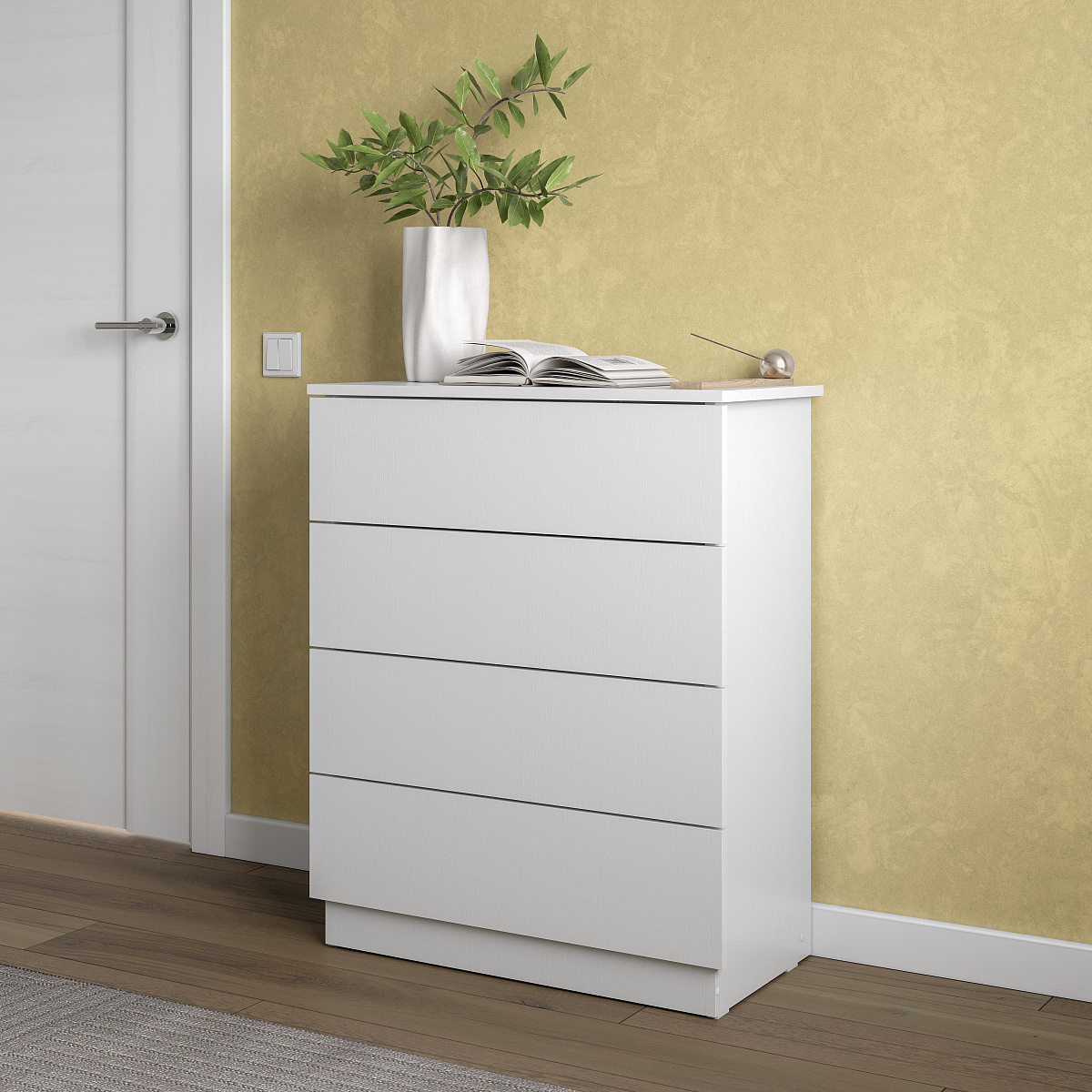 Комод NN Мебель КМ 1 Белый текстурный - фото4